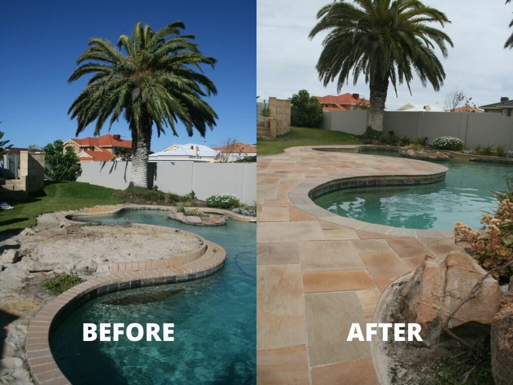 POOLSIDE PAVING Before and After