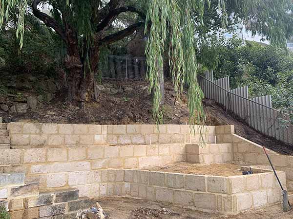 Landscape construction - retaining wall