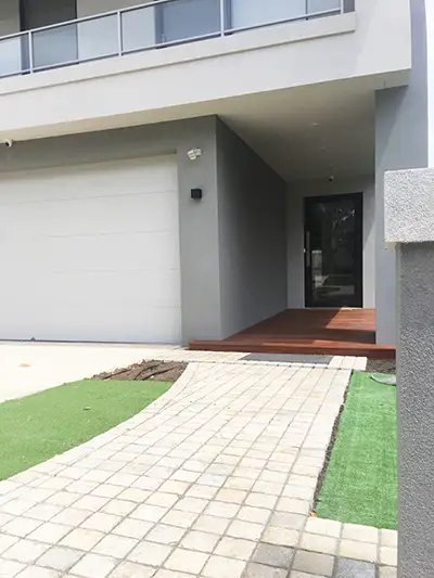 Front of Nedlands property after cobble paving installed